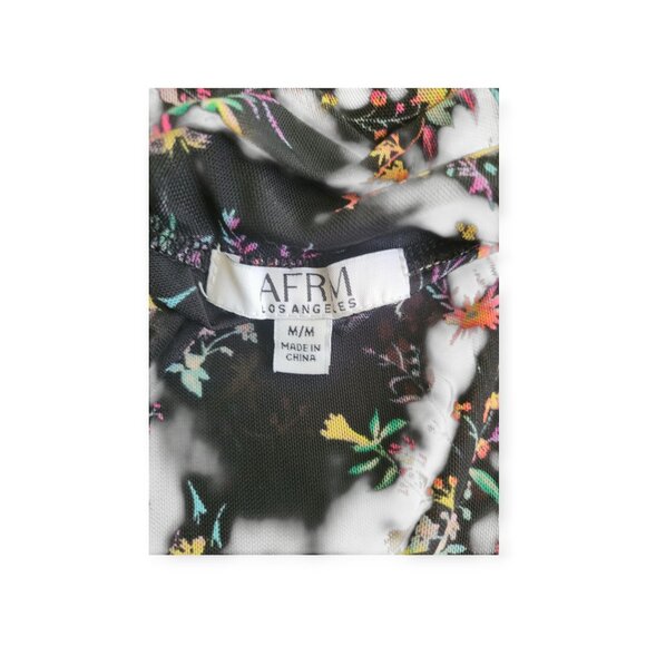 AFRM Black Semi-Sheer Floral Mesh Top Medium - Picture 7 of 10